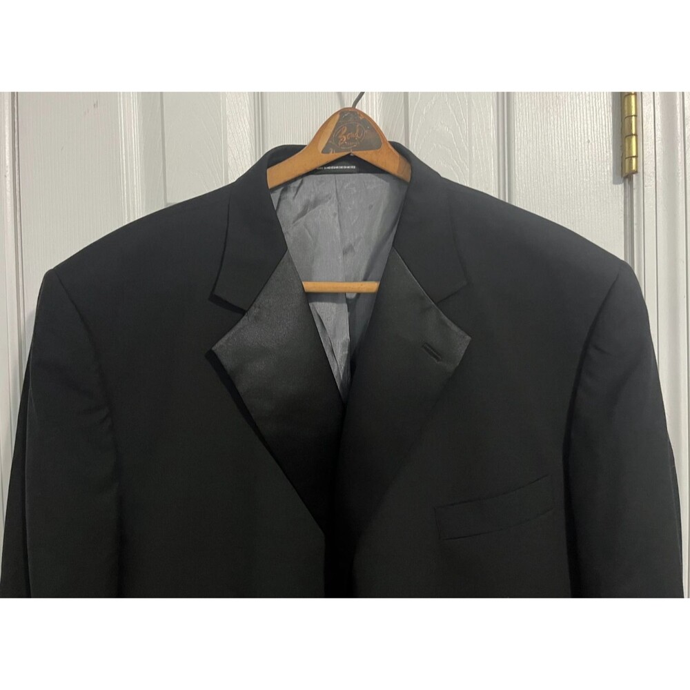 Size 3XL -Stafford Essentials Black Tuxedo Jacket 52R Classic Fit Satin Lapel